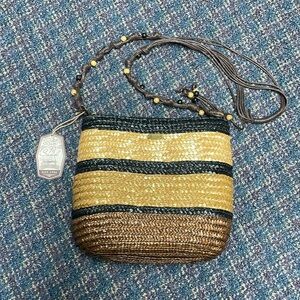 NWT Sun N’ Sand 90’s Vintage Crossbody Straw Beaded Bag